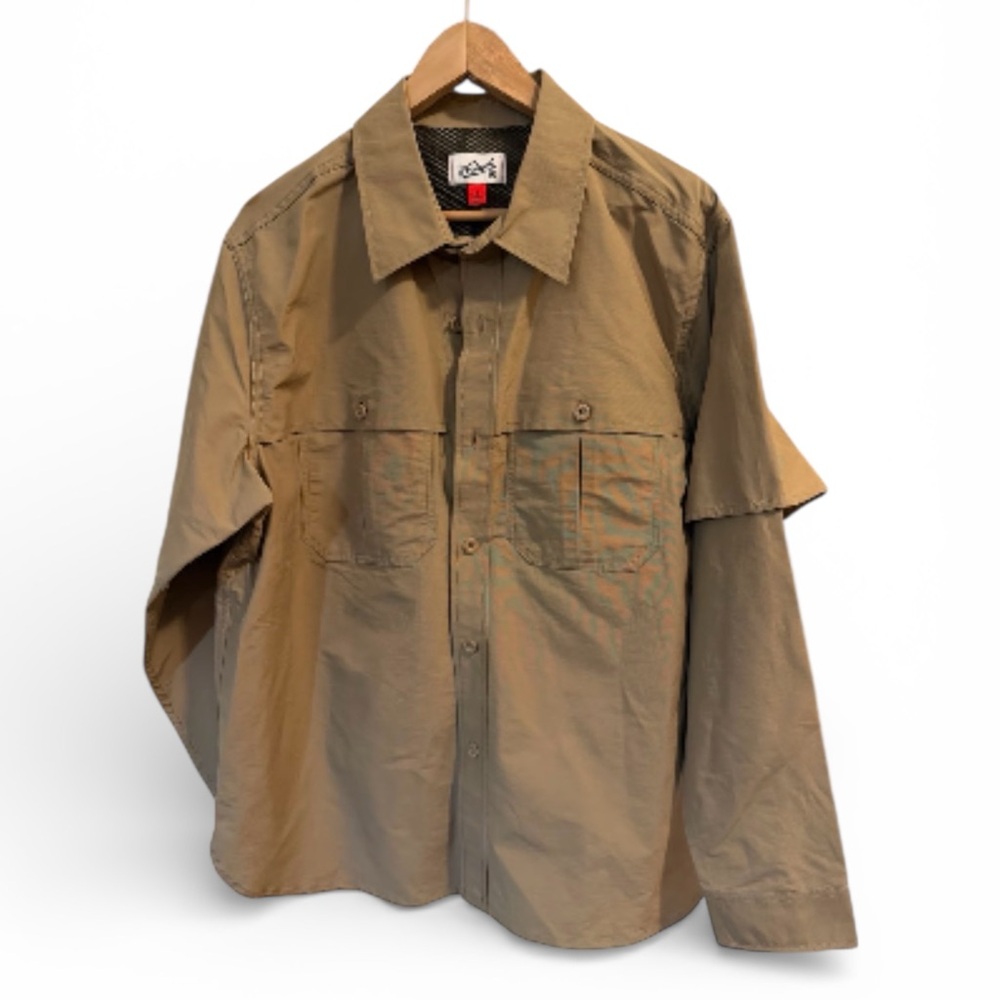 NWT Men's Large Woolrich Lined Fishing Button-Up Shirt in Khaki - Picture 9 of 10